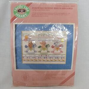 Dimensions From The Heart ROCKING HORSE BIRTH RECORD Cross Stitch Kit #53517